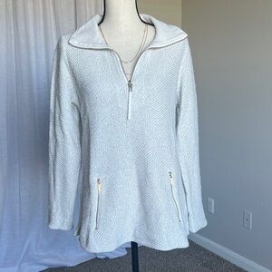 Soft Surroundings Westport 1/4 Zip Bouclé Pullover Sweater Medium Petite